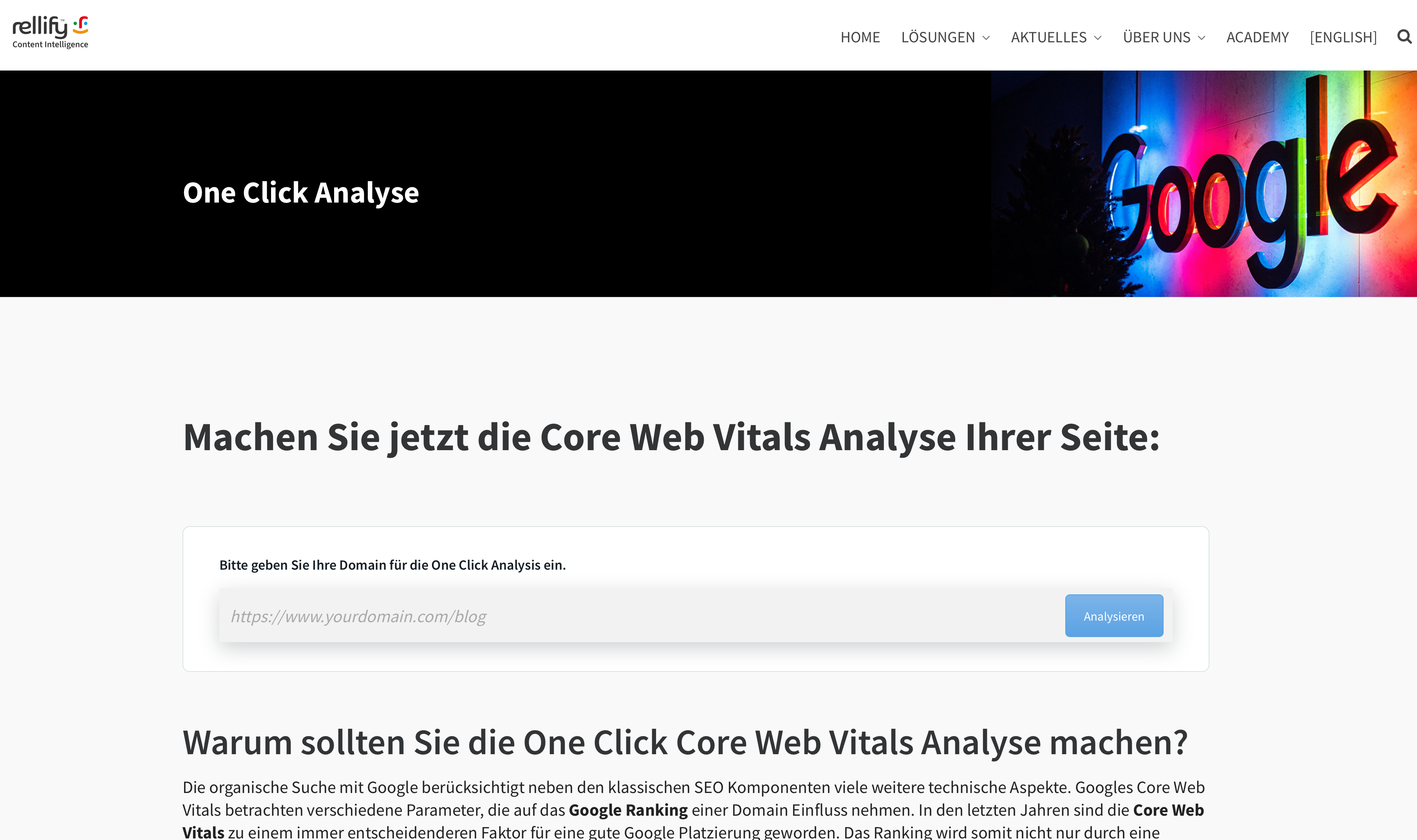 SEO-Best-Practice: Seitenoptimierung mit rellify Core Web Vitals Analyse